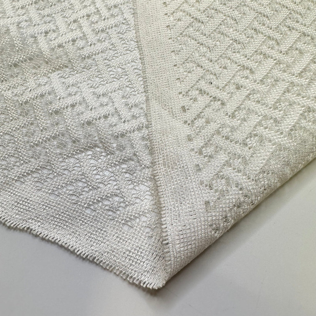 Buying My Dream Home - Lace Polyester Blend Woven - White Geometric - 1.9M Bundle - True Deadstock fabric Fabric by private - Sustainable Textile | FABCYCLE
