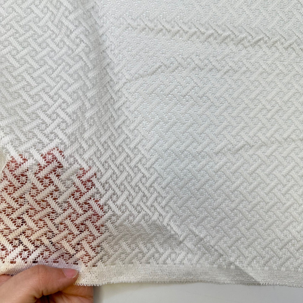 Buying My Dream Home - Lace Polyester Blend Woven - White Geometric - 1.9M Bundle - True Deadstock fabric Fabric by private - Sustainable Textile | FABCYCLE