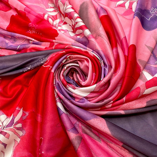 Buying Souvenirs - Polyester Blend Knit - Pink Multi Floral - 1.3M Bundle - True Deadstock fabric Fabric by private - Sustainable Textile | FABCYCLE