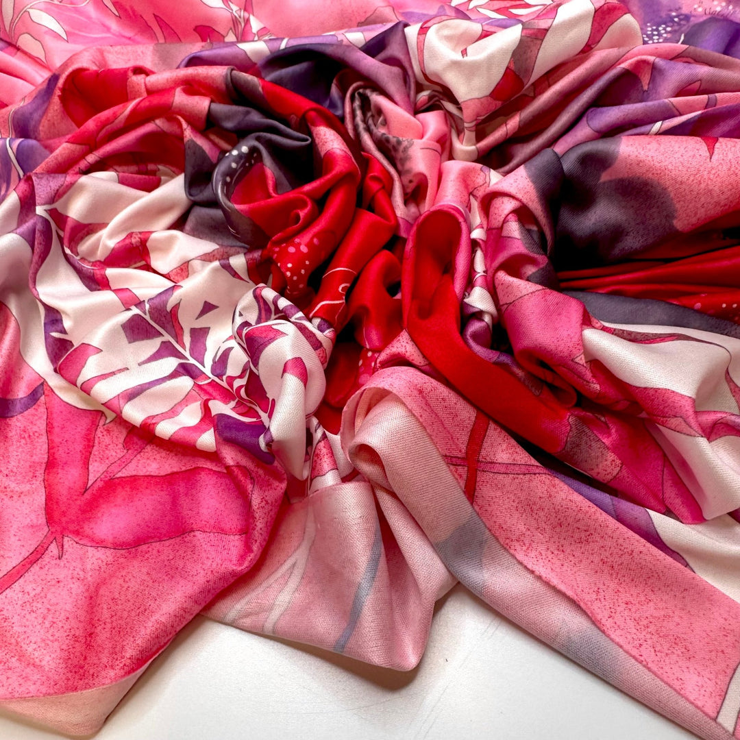 Buying Souvenirs - Polyester Blend Knit - Pink Multi Floral - 1.3M Bundle - True Deadstock fabric Fabric by private - Sustainable Textile | FABCYCLE