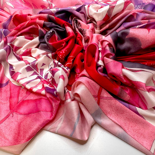Buying Souvenirs - Polyester Blend Knit - Pink Multi Floral - 1.3M Bundle - True Deadstock fabric Fabric by private - Sustainable Textile | FABCYCLE
