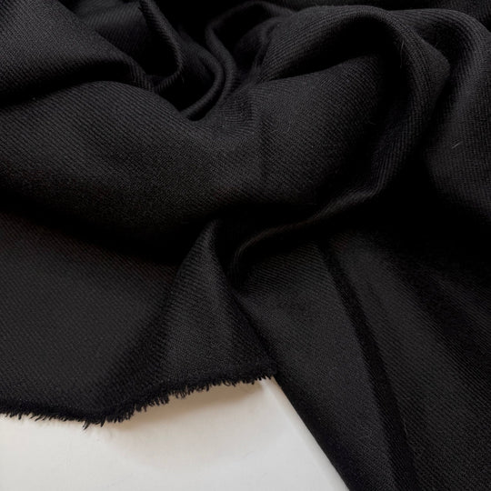 Cabochon - Twill Weave Wool Woven - Black - 1.2M Bundle - True Deadstock fabric Fabric by private - Sustainable Textile | FABCYCLE