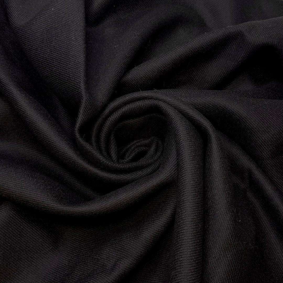 Cabochon - Twill Weave Wool Woven - Black - 1.2M Bundle - True Deadstock fabric Fabric by private - Sustainable Textile | FABCYCLE