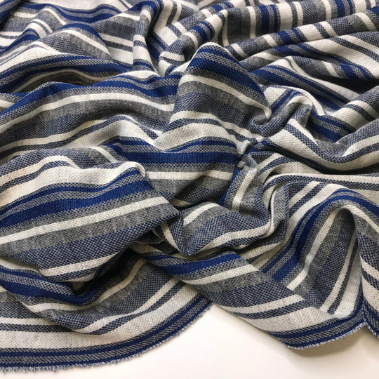 Camcorder - Polyester Blend Knit - Dark Grey/Blue Stripes - 2.2M Bundle - True Deadstock fabric Fabric by private - Sustainable Textile | FABCYCLE