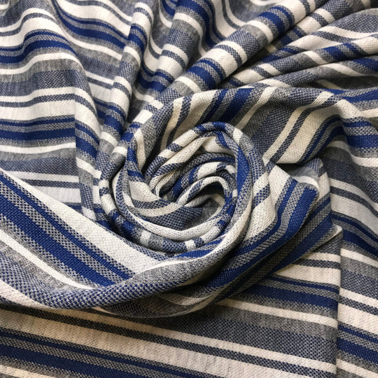 Camcorder - Polyester Blend Knit - Dark Grey/Blue Stripes - 2.2M Bundle - True Deadstock fabric Fabric by private - Sustainable Textile | FABCYCLE