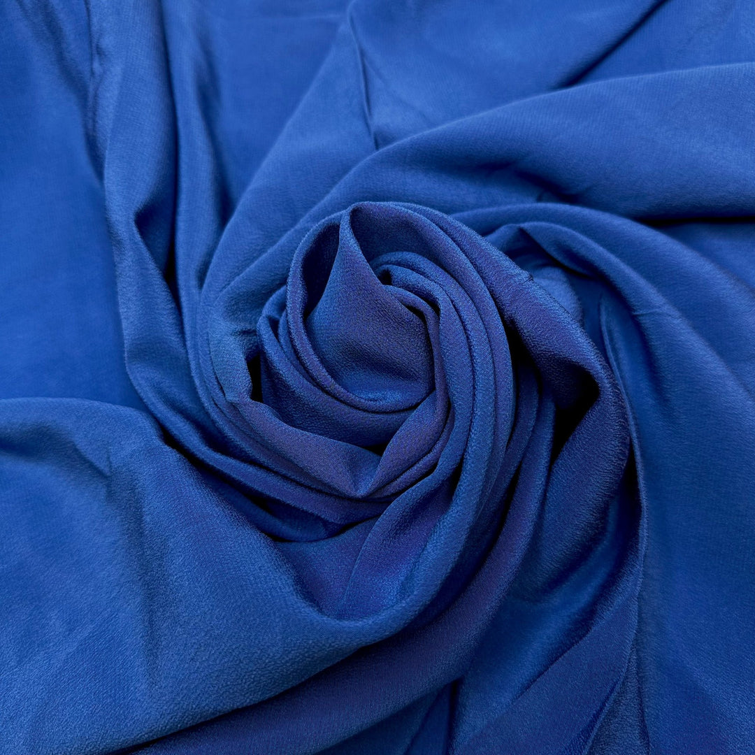 Camping Along The River - Crepe Silk Woven - Blue - 4.75M Bundle - True Deadstock fabric Fabric by private - Sustainable Textile | FABCYCLE