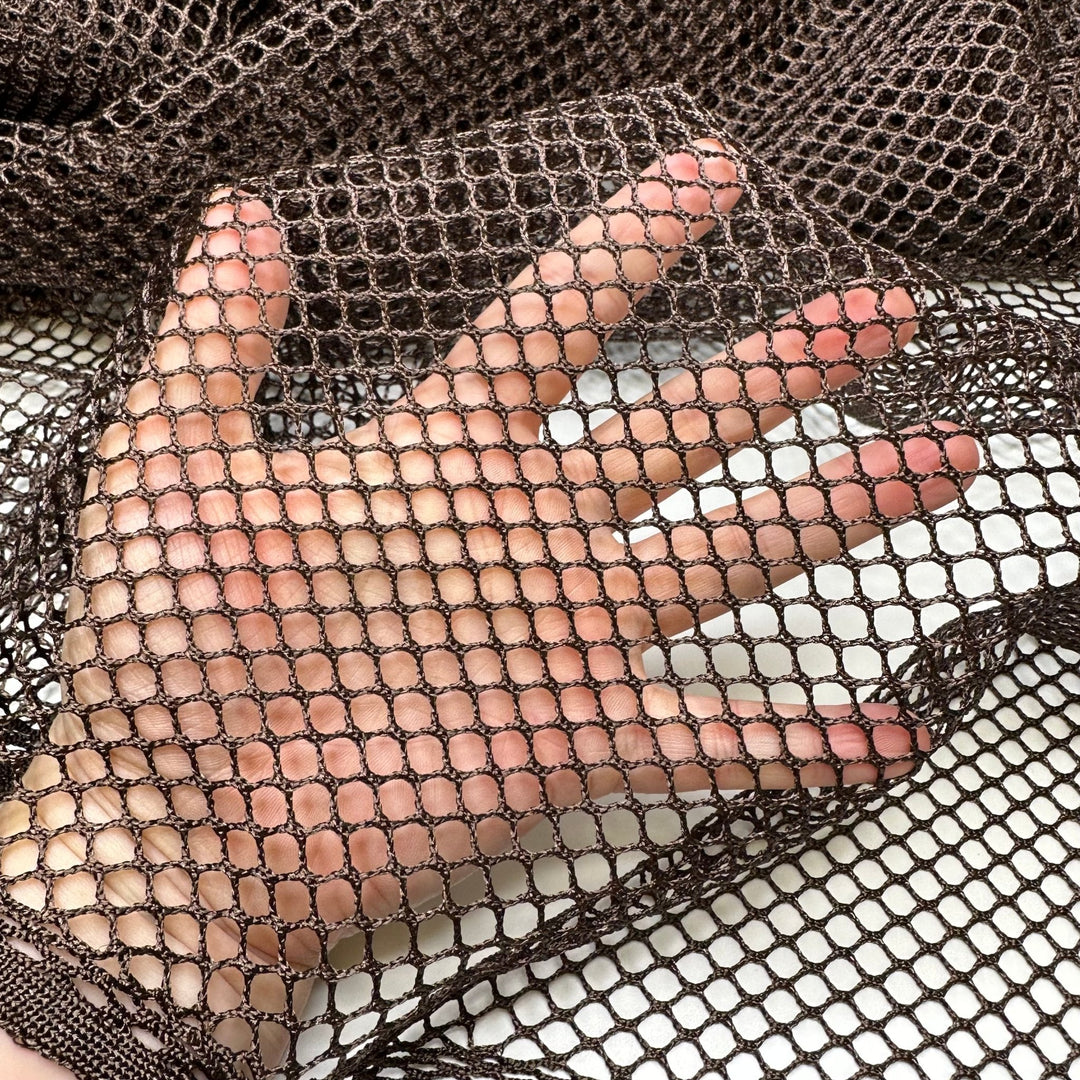 Camping Memories - Mesh Poly Knit - Brown - 2.6M Bundle - True Deadstock fabric Fabric by private - Sustainable Textile | FABCYCLE