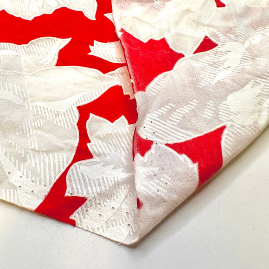 Canadian Getaway Vibes - Screen Printed Cotton Blend Woven - White/Red Floral - 2.2M Bundle - True Deadstock fabric Fabric by private - Sustainable Textile | FABCYCLE