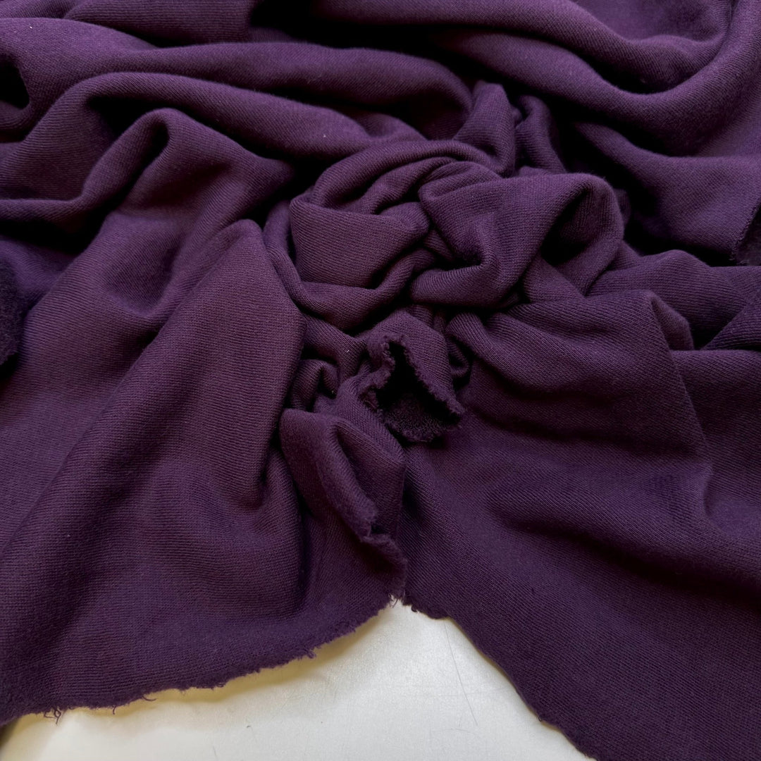 Candied Plums - Jersey Fleece Cotton Knit - Dark Purple - 1M Bundle - True Deadstock fabric Fabric by private - Sustainable Textile | FABCYCLE