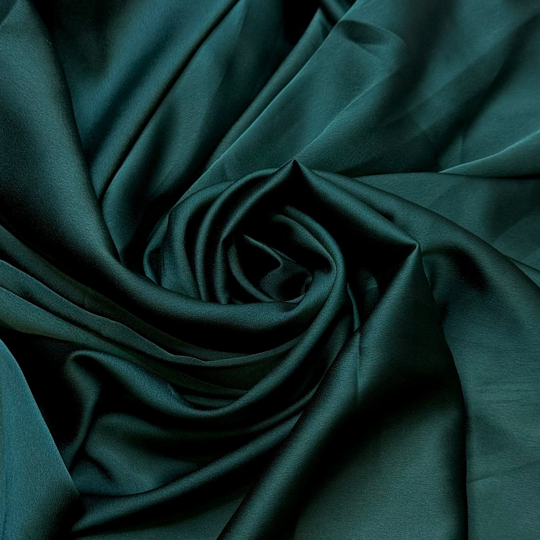 Candles In The Xmas Tree - Satin Polyester Blend Woven - Dark Green - Bundles - True Deadstock fabric Fabric by private - Sustainable Textile | FABCYCLE