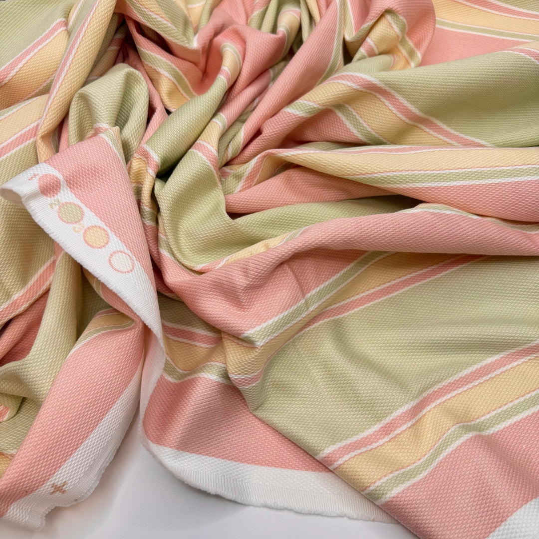 Candy Cane Clutch - Cotton Woven - Light Pink/Green Stripes - 2.15M Bundle - True Deadstock fabric Fabric by private - Sustainable Textile | FABCYCLE