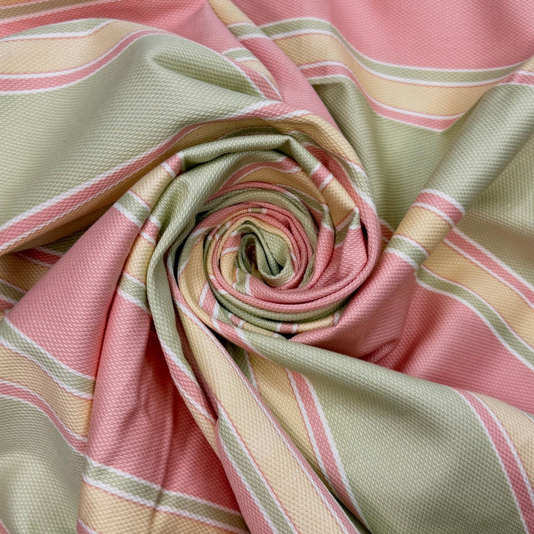 Candy Cane Clutch - Cotton Woven - Light Pink/Green Stripes - 2.15M Bundle - True Deadstock fabric Fabric by private - Sustainable Textile | FABCYCLE