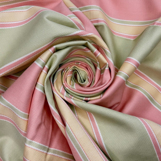 Candy Cane Clutch - Cotton Woven - Light Pink/Green Stripes - 2.15M Bundle - True Deadstock fabric Fabric by private - Sustainable Textile | FABCYCLE