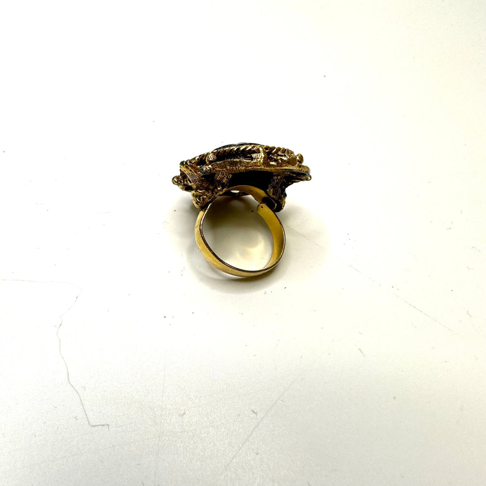 Carved Large Ring Costume Jewelry - Black/Gold - Individual - True Deadstock supplies Fabric by private - Sustainable Textile | FABCYCLE