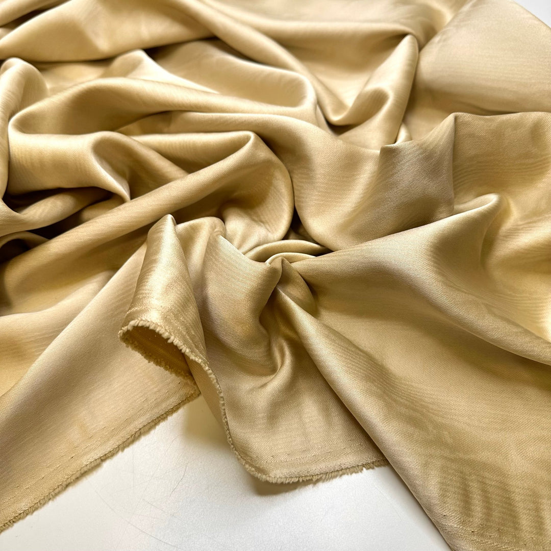 Carving Our Initials Into A Tree - Polyester Blend Woven - Light Beige Wood Grain - 2M Bundle - True Deadstock fabric Fabric by private - Sustainable Textile | FABCYCLE