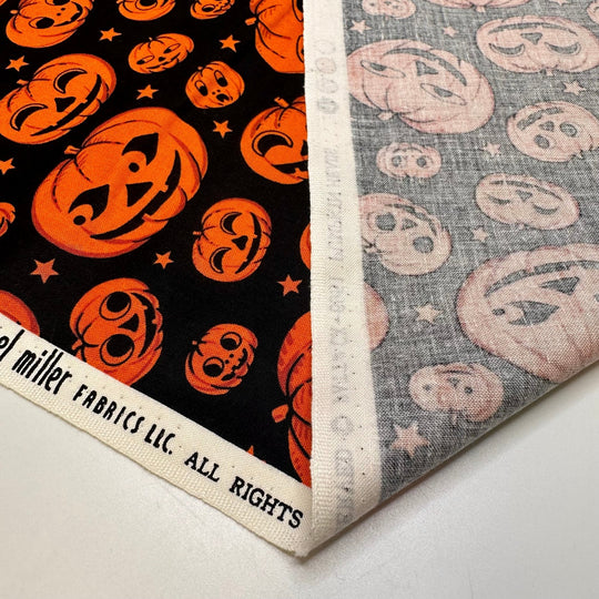 Carving Pumpkins - Cotton Woven - Black/Orange Jack-o-lanterns - Bundles - True Deadstock fabric Fabric by private - Sustainable Textile | FABCYCLE