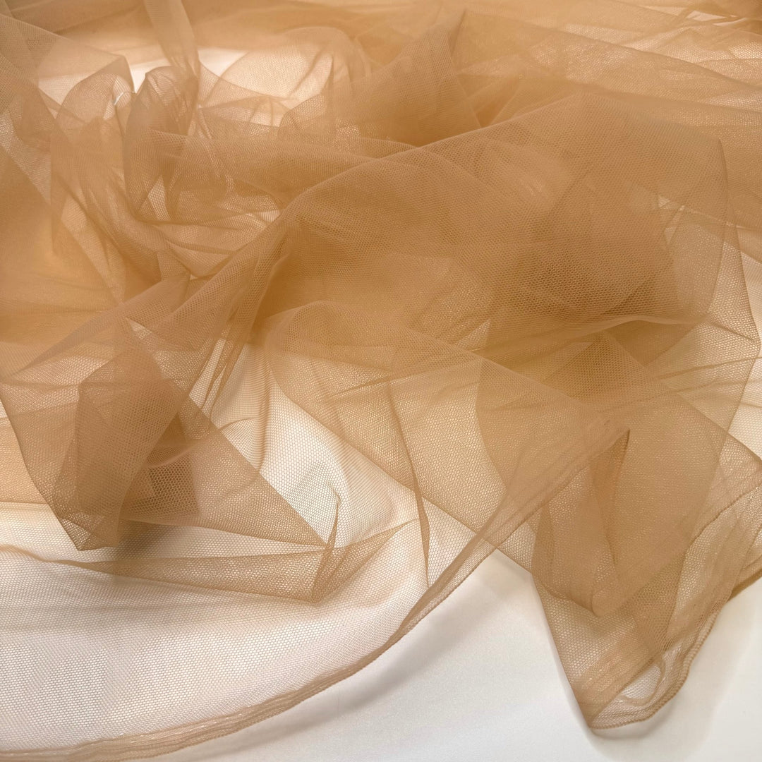 Carving The Turkey - Tulle Poly Knit - Light Beige - 1.35M Bundle - True Deadstock fabric Fabric by private - Sustainable Textile | FABCYCLE