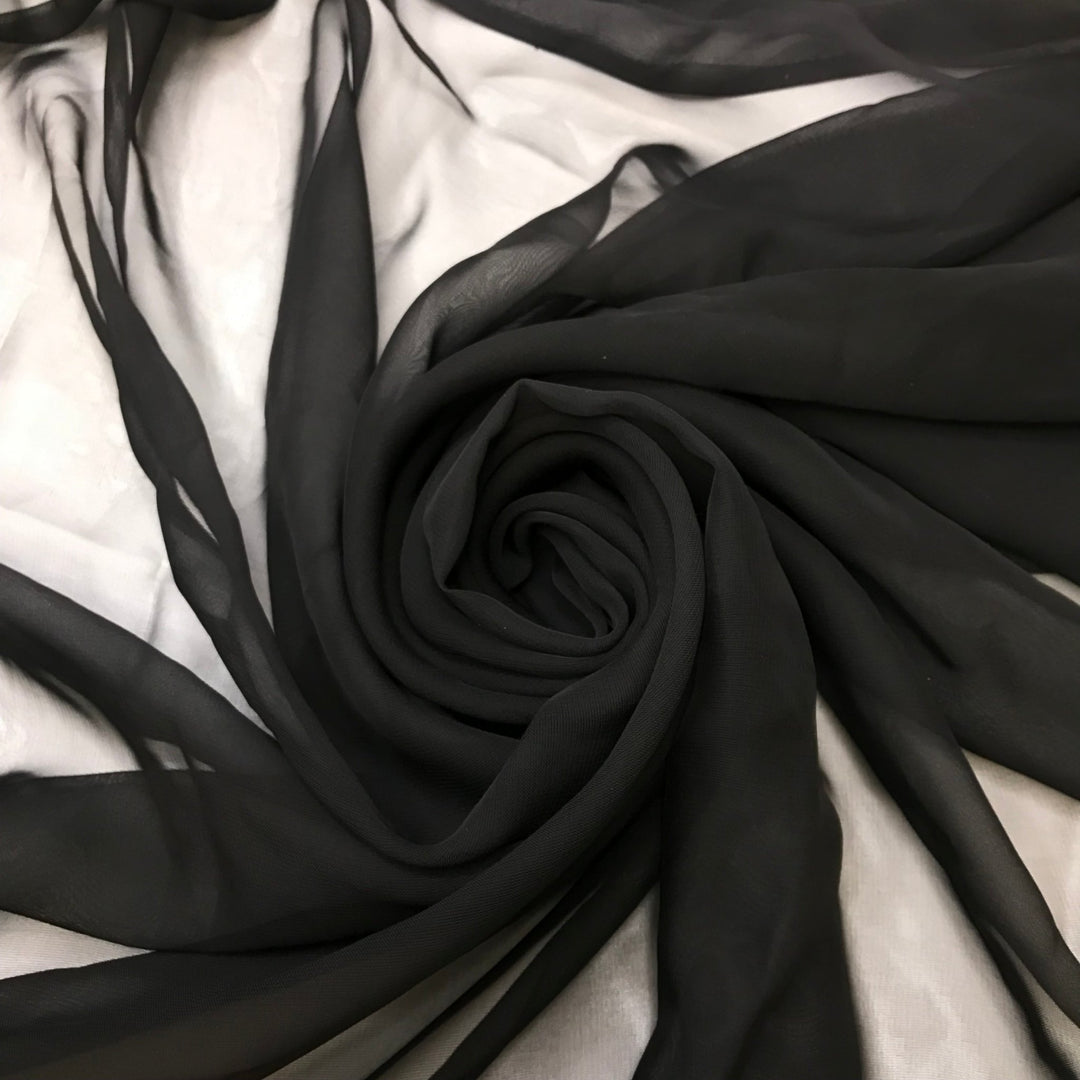 Cassette Tapes - Chiffon Poly Woven - Black - 3M Bundle - True Deadstock fabric Fabric by private - Sustainable Textile | FABCYCLE