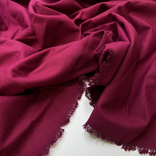 Cassowaries - Basket Weave Cotton Woven - Dark Magenta - 1.15M Bundle - True Deadstock fabric Fabric by private - Sustainable Textile | FABCYCLE