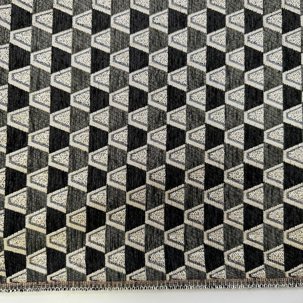Cast Iron Bargain Skillz - Acrylic/Poly Woven - Black/Grey Geometric - 2M Bundle - True Deadstock fabric Fabric by private - Sustainable Textile | FABCYCLE