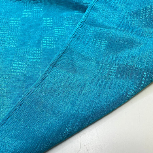 Celebrate The Good Times - Crinkle Sateen Poly Woven - Aqua Geometric - 2M Bundle - True Deadstock fabric Fabric by private - Sustainable Textile | FABCYCLE
