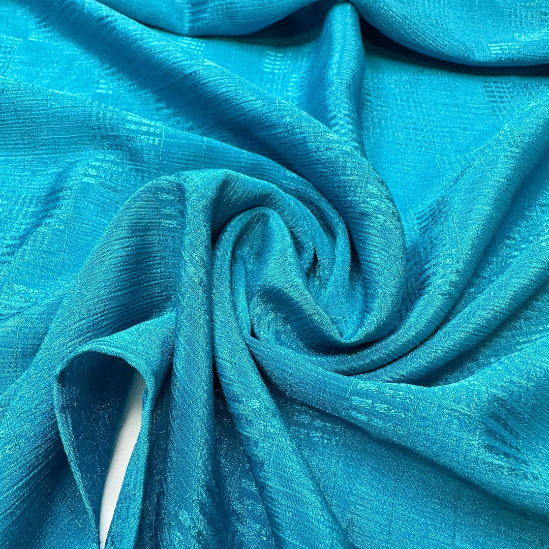 Celebrate The Good Times - Crinkle Sateen Poly Woven - Aqua Geometric - 2M Bundle - True Deadstock fabric Fabric by private - Sustainable Textile | FABCYCLE