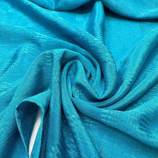 Celebrate The Good Times - Crinkle Sateen Poly Woven - Aqua Geometric - 2M Bundle - True Deadstock fabric Fabric by private - Sustainable Textile | FABCYCLE
