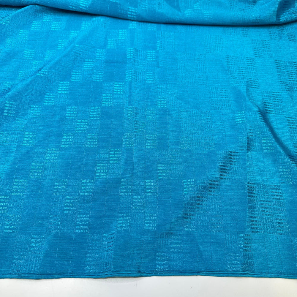 Celebrate The Good Times - Crinkle Sateen Poly Woven - Aqua Geometric - 2M Bundle - True Deadstock fabric Fabric by private - Sustainable Textile | FABCYCLE