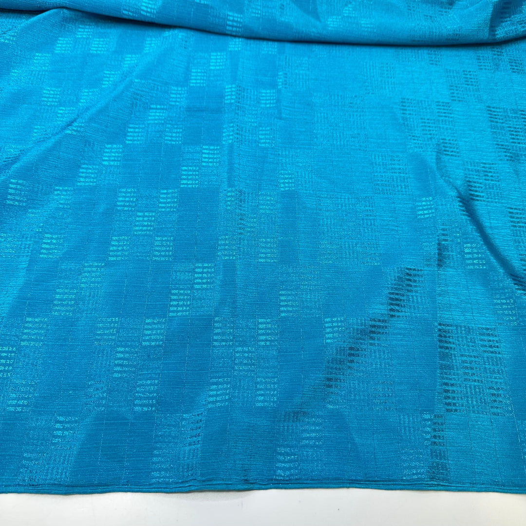 Celebrate The Good Times - Crinkle Sateen Poly Woven - Aqua Geometric - 2M Bundle - True Deadstock fabric Fabric by private - Sustainable Textile | FABCYCLE