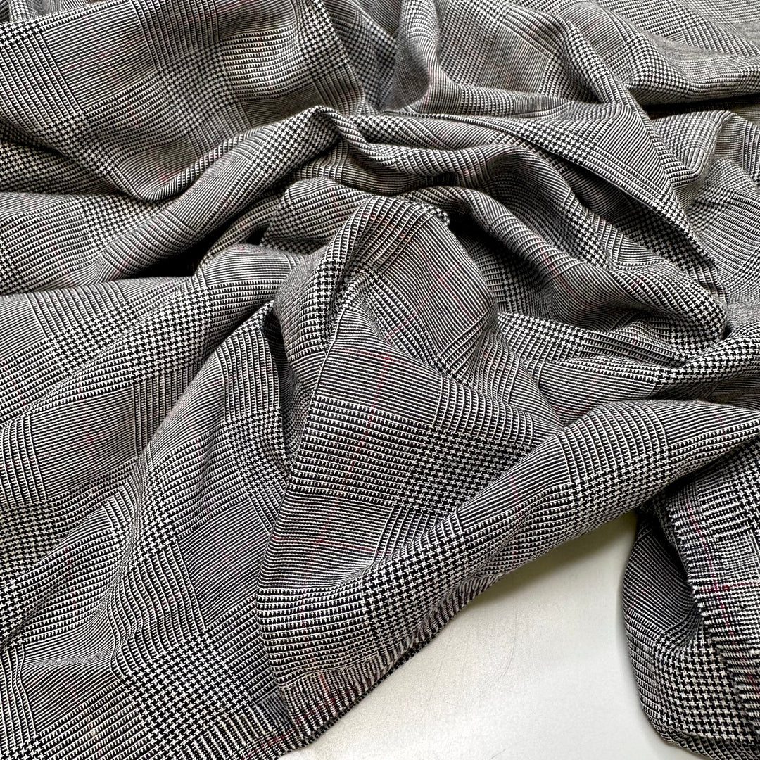 Chef - Cotton/Wool Woven - Black/White Plaid - 1.8M Bundle - True Deadstock fabric Fabric by private - Sustainable Textile | FABCYCLE