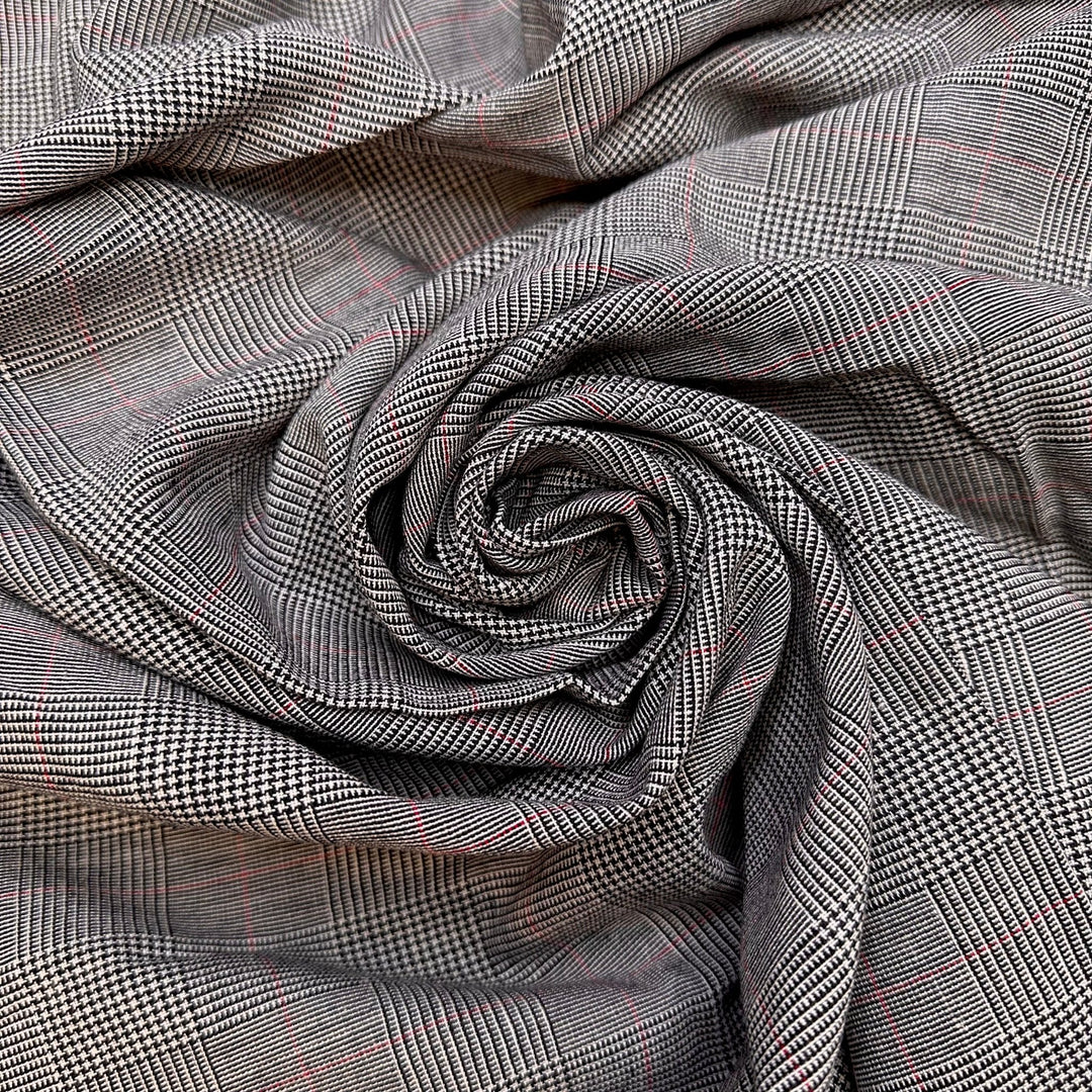 Chef - Cotton/Wool Woven - Black/White Plaid - 1.8M Bundle - True Deadstock fabric Fabric by private - Sustainable Textile | FABCYCLE