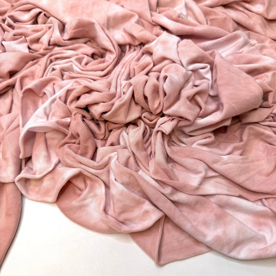 Cherry Blossom Petals - Jersey Bamboo Knit - White/Pink Tie Dye - 3M Bundle - True Deadstock fabric Fabric by private - Sustainable Textile | FABCYCLE