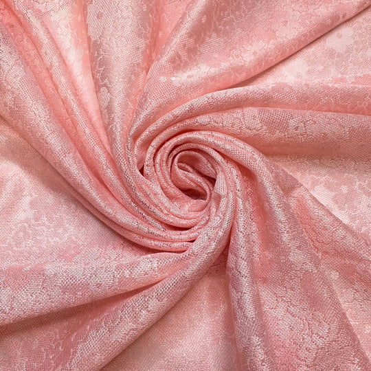 Cherry Blossoms Entrance - Vintage Mesh Poly Knit - Light Pink Floral - 1.5M Bundle - True Deadstock fabric Fabric by private - Sustainable Textile | FABCYCLE