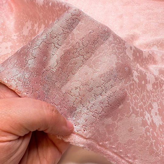 Cherry Blossoms Entrance - Vintage Mesh Poly Knit - Light Pink Floral - 1.5M Bundle - True Deadstock fabric Fabric by private - Sustainable Textile | FABCYCLE