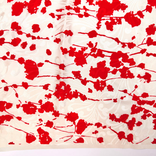Cherry On Top - Jacquard Silk Woven - Cream/Red Floral - 4M Bundle - True Deadstock fabric Fabric by private - Sustainable Textile | FABCYCLE