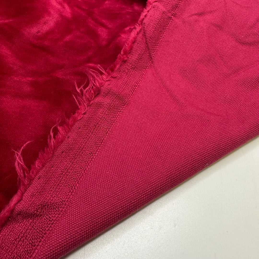 Cherry On Top - Vintage Velvet Cotton Woven - Red - Bundles - True Deadstock fabric Fabric by private - Sustainable Textile | FABCYCLE