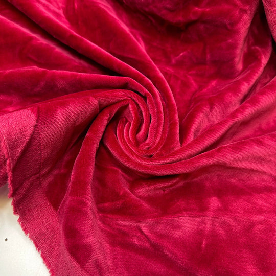 Cherry On Top - Vintage Velvet Cotton Woven - Red - Bundles - True Deadstock fabric Fabric by private - Sustainable Textile | FABCYCLE