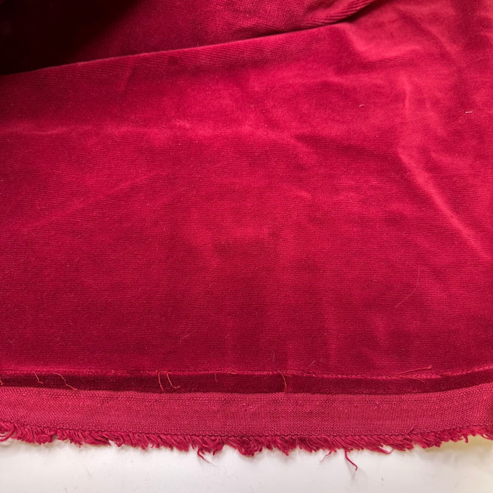 Cherry On Top - Vintage Velvet Cotton Woven - Red - Bundles - True Deadstock fabric Fabric by private - Sustainable Textile | FABCYCLE