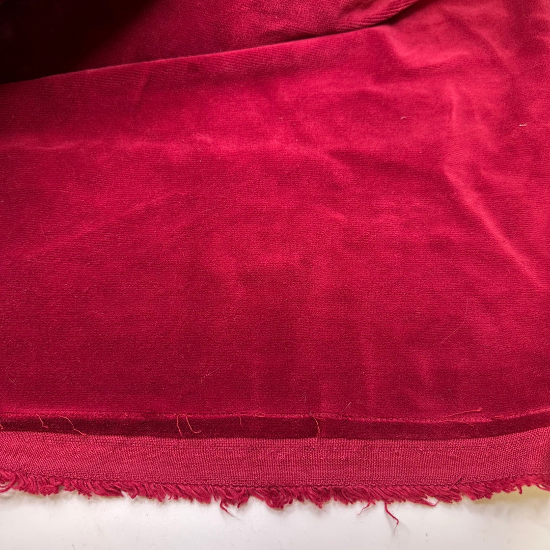 Cherry On Top - Vintage Velvet Cotton Woven - Red - Bundles - True Deadstock fabric Fabric by private - Sustainable Textile | FABCYCLE