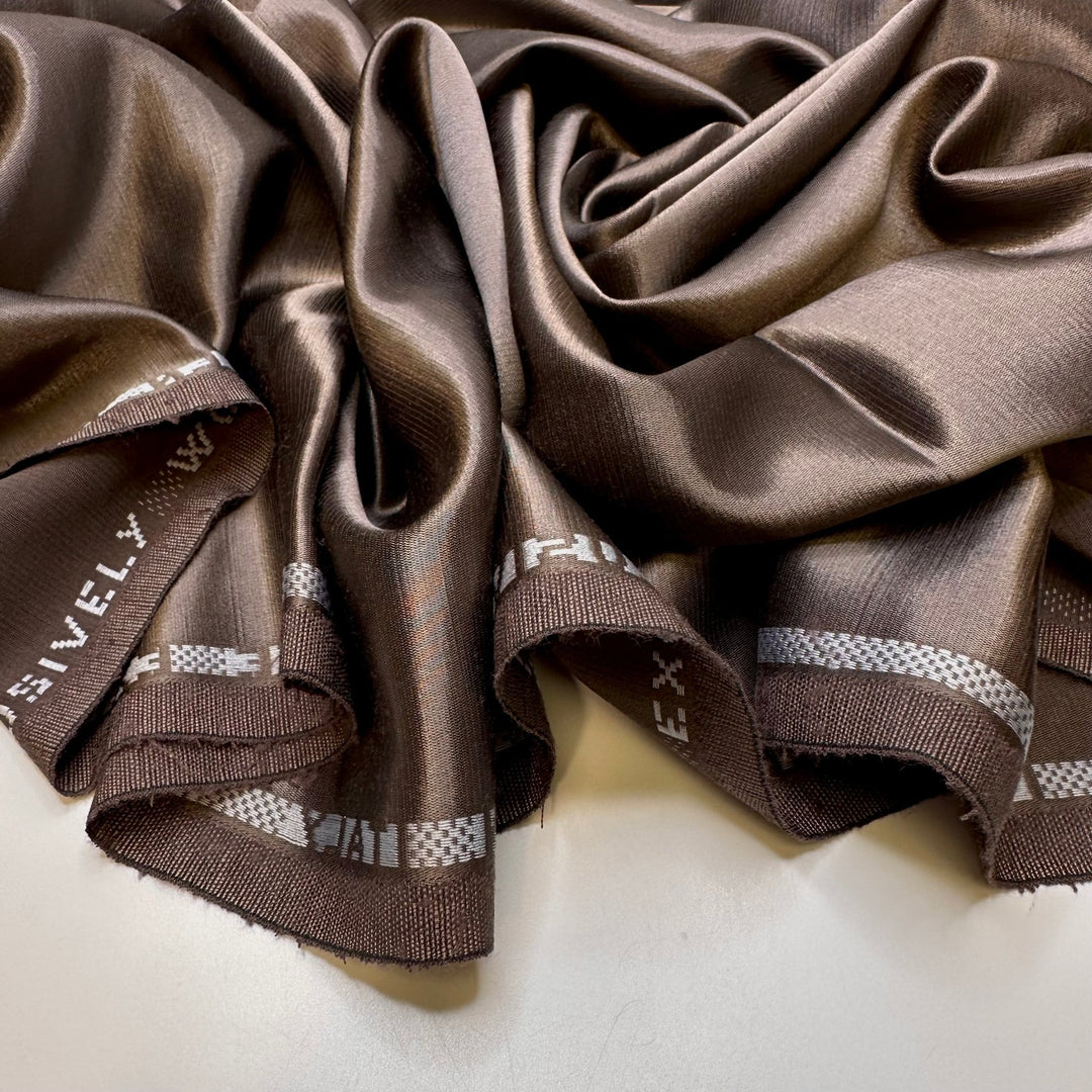 Chocolate Cake Batter - Satin Polyester Blend Woven - Brown - 3M Bundle - True Deadstock fabric Fabric by private - Sustainable Textile | FABCYCLE