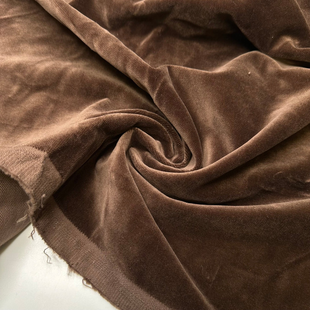 Chocolate Ganache - Vintage Velvet Cotton Woven - Brown - Bundles - True Deadstock fabric Fabric by private - Sustainable Textile | FABCYCLE