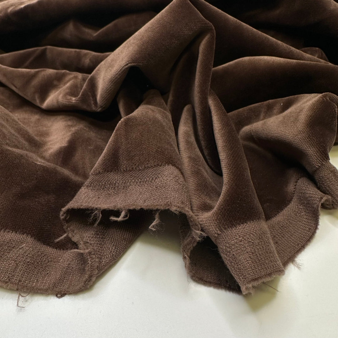 Chocolate Ganache - Vintage Velvet Cotton Woven - Brown - Bundles - True Deadstock fabric Fabric by private - Sustainable Textile | FABCYCLE