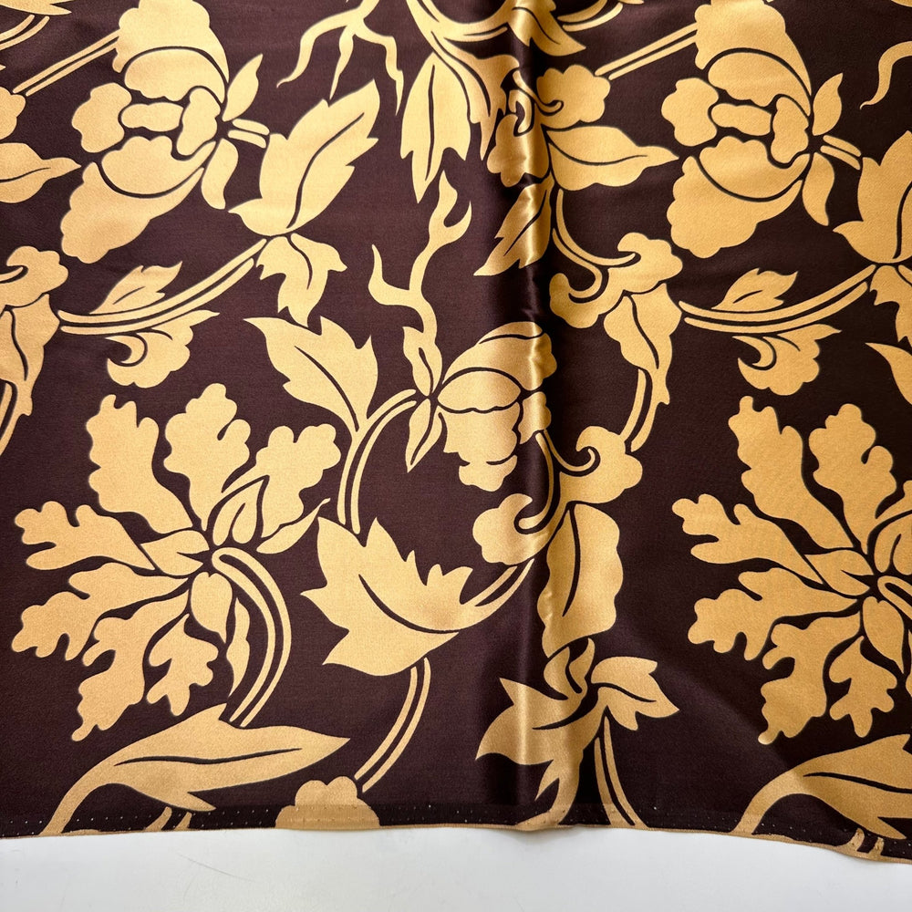 Chocolate Truffles - Satin Silk Woven - Beige/Brown Damask - 4M Bundle - True Deadstock fabric Fabric by private - Sustainable Textile | FABCYCLE