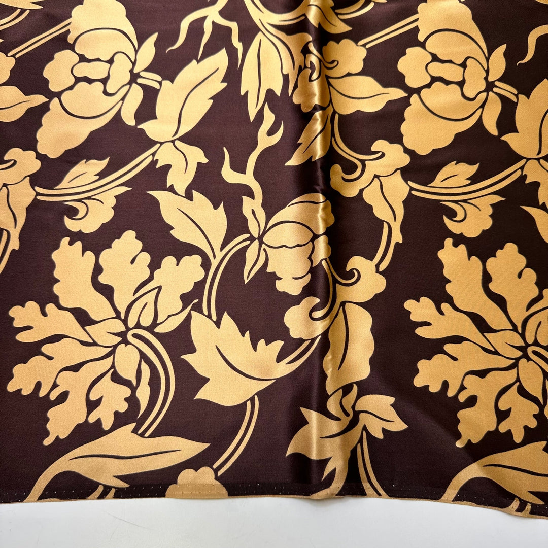 Chocolate Truffles - Satin Silk Woven - Beige/Brown Damask - 4M Bundle - True Deadstock fabric Fabric by private - Sustainable Textile | FABCYCLE