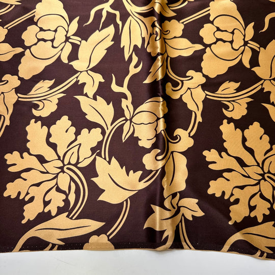 Chocolate Truffles - Satin Silk Woven - Beige/Brown Damask - 4M Bundle - True Deadstock fabric Fabric by private - Sustainable Textile | FABCYCLE