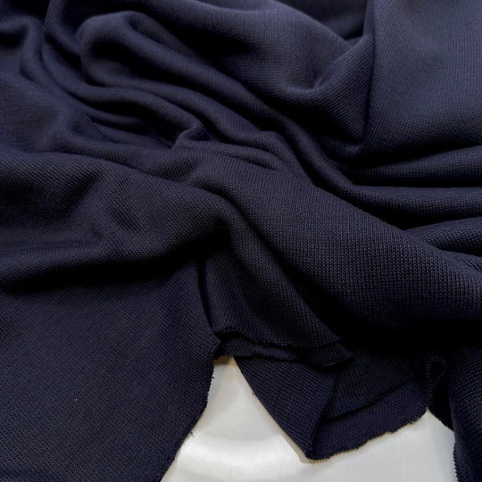 Choose Your Toppings - Tubular Rib Knit Natural Blend Knit - Navy - 1M Bundle - True Deadstock fabric Fabric by private - Sustainable Textile | FABCYCLE