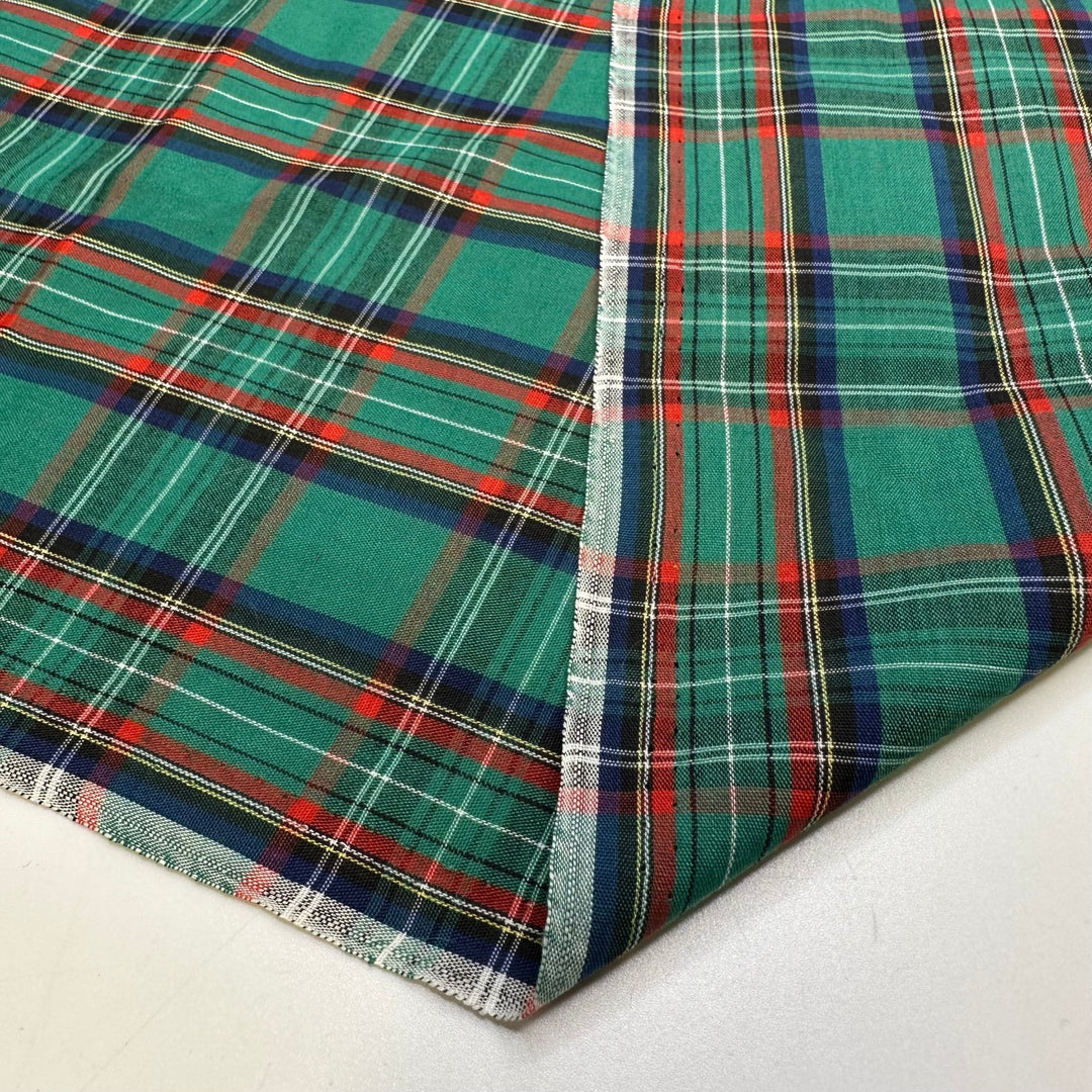 Christmas Is Coming - Cotton/Poly Woven - Green Multi Plaid - 1.25M Bundle - True Deadstock fabric Fabric by private - Sustainable Textile | FABCYCLE