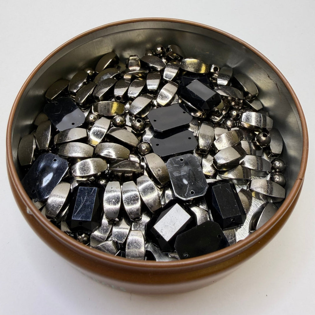 Chromed Metal Multi Shaped Beads - Dark Silver/Grey - 50 Pack - True Deadstock supplies Fabric by private - Sustainable Textile | FABCYCLE