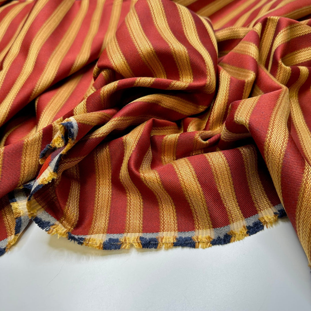 Circus - Twill Weave Cotton Blend Woven - Red/Gold Stripes - 1.9M Bundle - True Deadstock fabric Fabric by private - Sustainable Textile | FABCYCLE