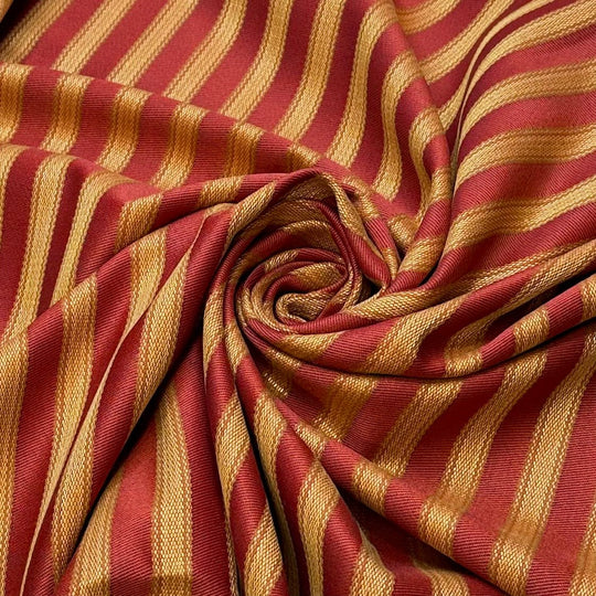 Circus - Twill Weave Cotton Blend Woven - Red/Gold Stripes - 1.9M Bundle - True Deadstock fabric Fabric by private - Sustainable Textile | FABCYCLE